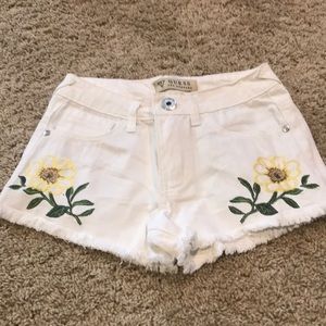 Girls white denim shorts